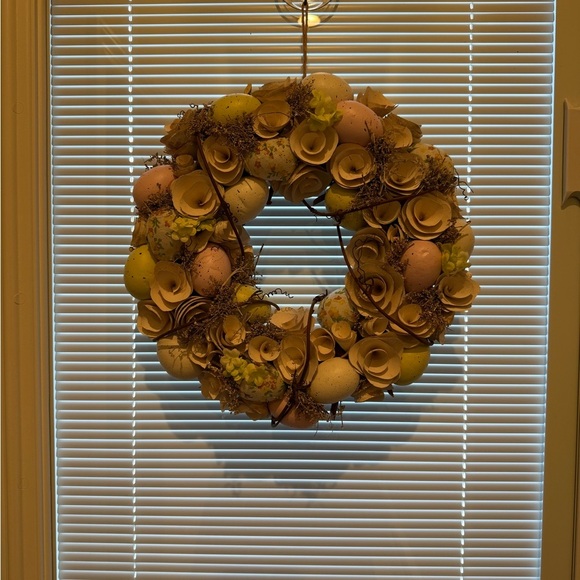 Yellow and Pink Holiday Wreath with Festive Accents - Picture 1 of 6